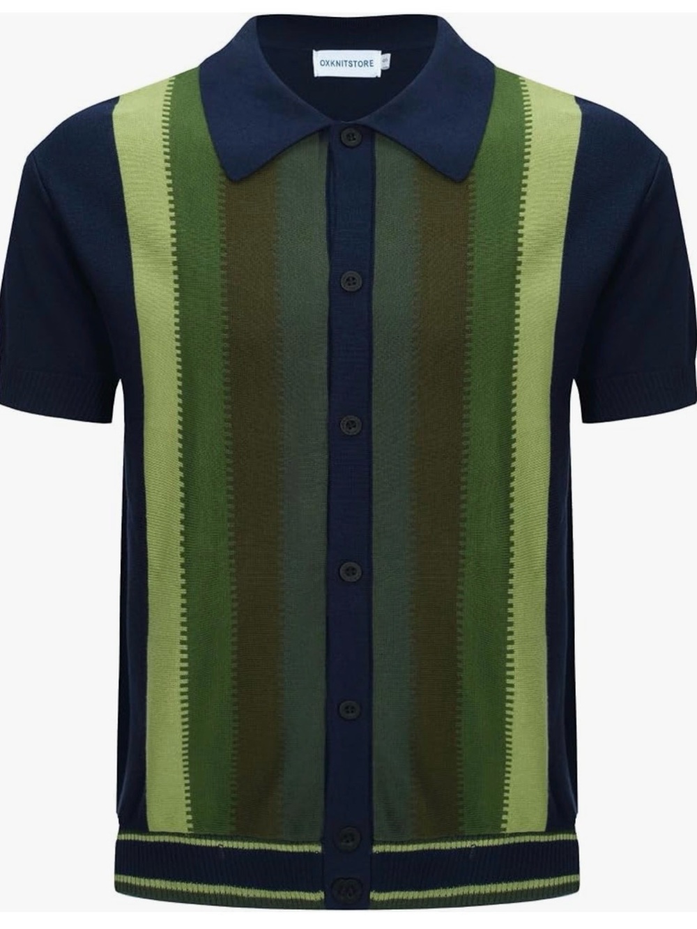 OXKNIT Men’s 60’s 70’s 2XL COTTON Retro Style Short Sleeve Cardigan Sweater Navy